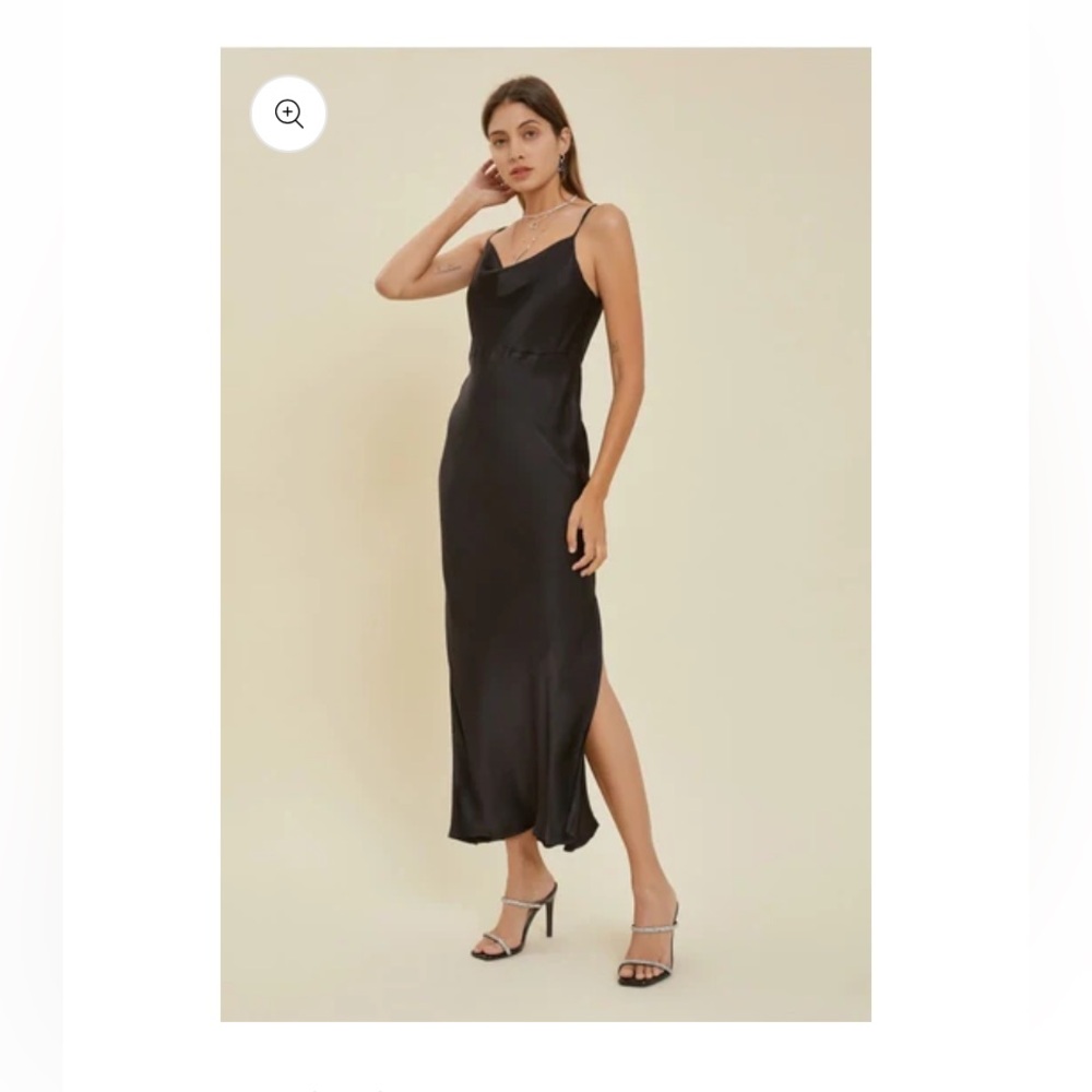 Black Cowl Neck Maxi Slip Dress